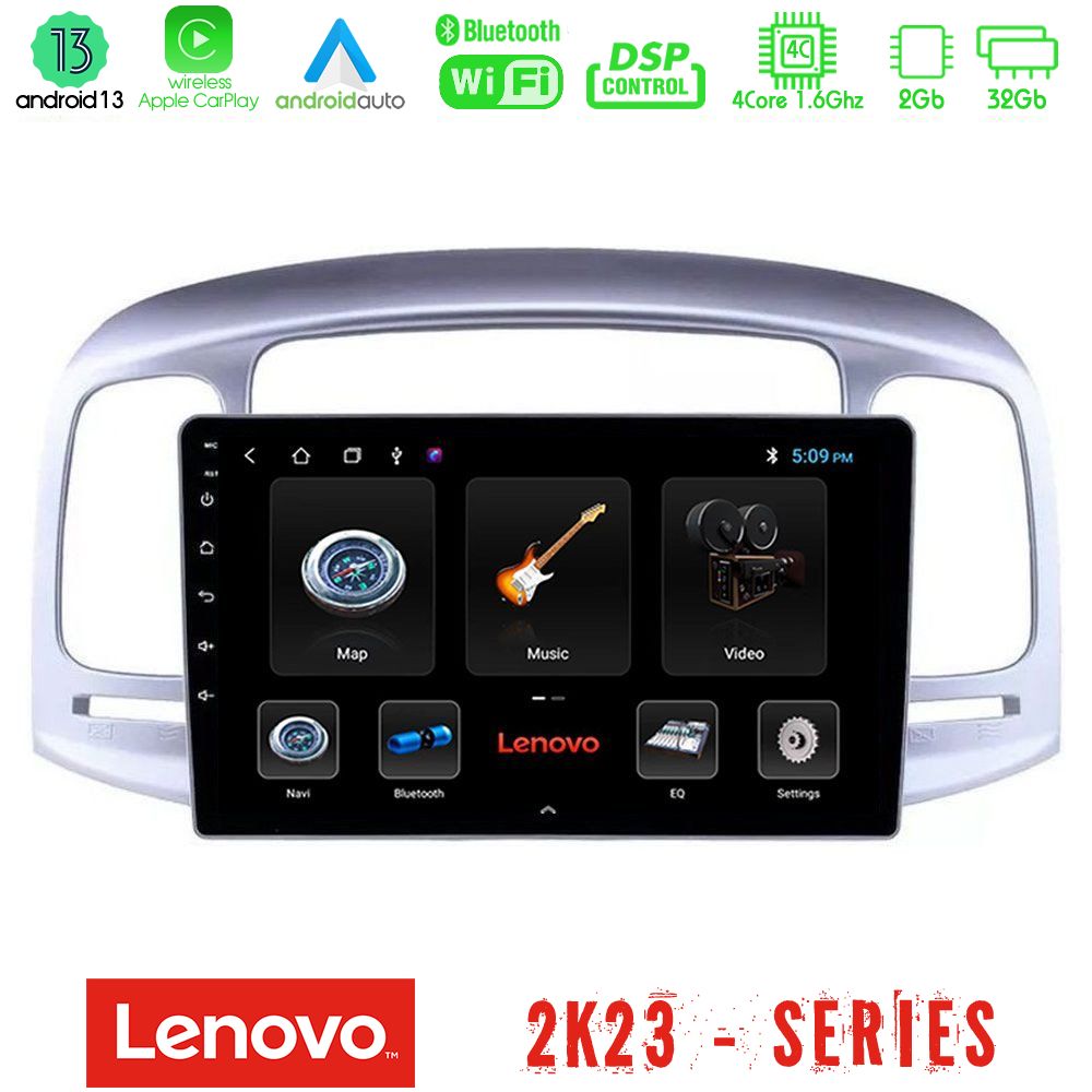 Lenovo Car Pad Hyundai Accent 2006-2011 4Core Android 13 2+32GB Navigation Multimedia Tablet 9" - U-LEN-HY0711