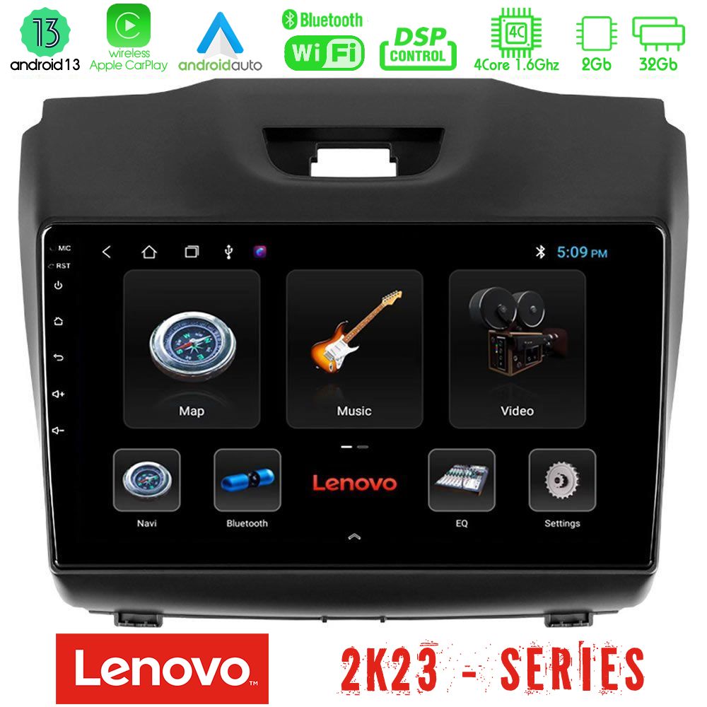 Lenovo Car Pad Isuzu D-MAX 2012-2019 4Core Android 13 2+32GB Navigation Multimedia Tablet 9" - U-LEN-IZ588