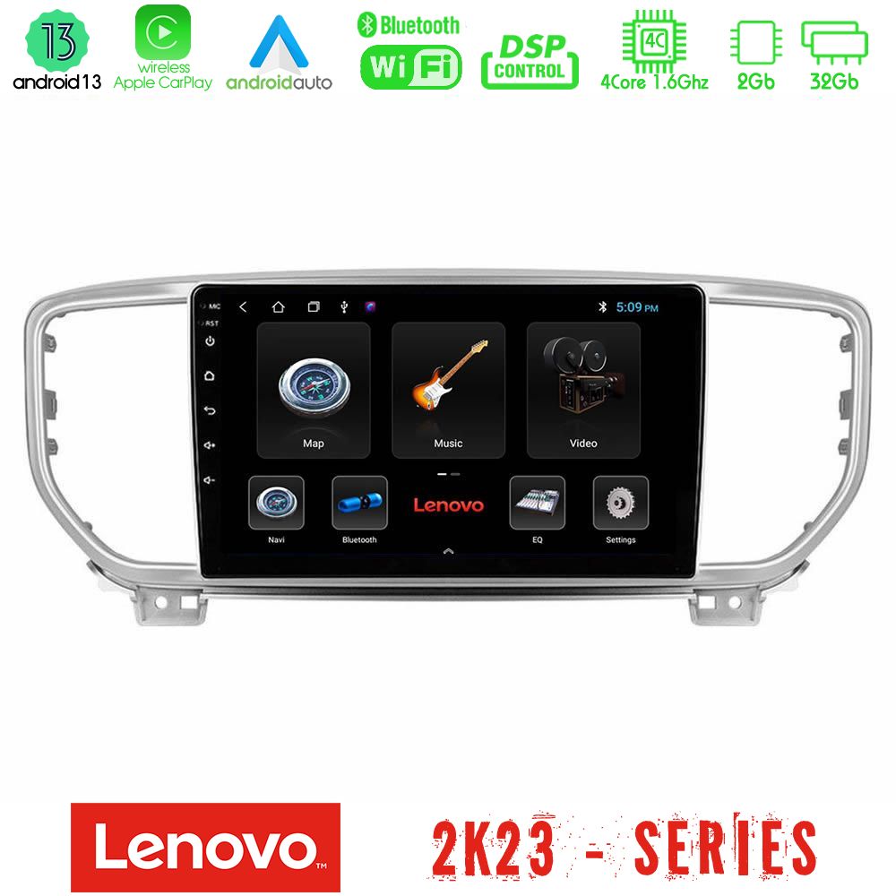 Lenovo Car Pad Kia Sportage 2018-2021 4Core Android 13 2+32GB Navigation Multimedia Tablet 9" - U-LEN-KI0516