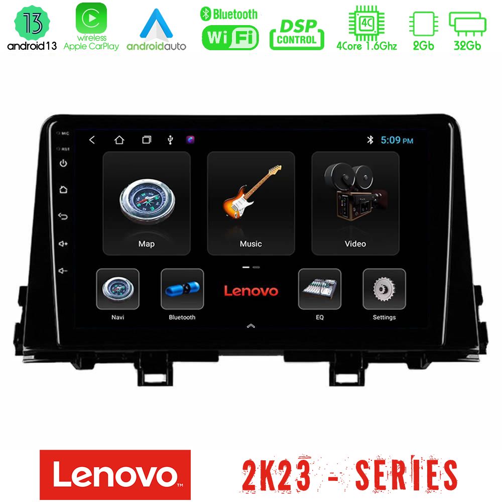 Lenovo Car Pad Kia Picanto 2017-2021 4Core Android 13 2+32GB Navigation Multimedia Tablet 9" - U-LEN-KI0756