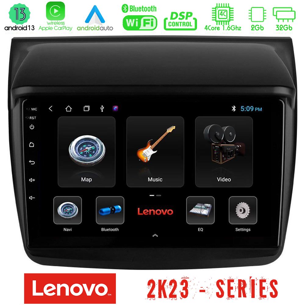 Lenovo Car Pad Mitsubishi L200 4Core Android 13 2+32GB Navigation Multimedia Tablet 9" - U-LEN-MT0314