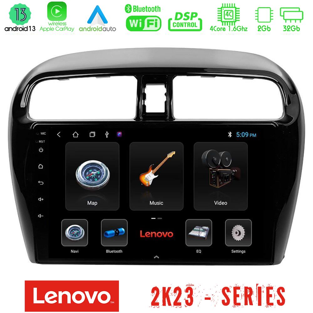 Lenovo Car Pad Mitsubishi Space Star 2013-2016 4Core Android 13 2+32GB Navigation Multimedia Tablet 9" - U-LEN-MT0602