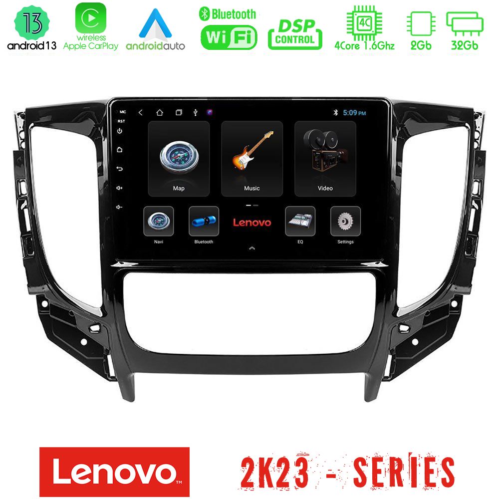 Lenovo Car Pad Mitsubishi L200 2016-> & Fiat Fullback (Auto A/C) 4Core Android 13 2+32GB Navigation Multimedia Tablet 9" - U-LEN-MT0719