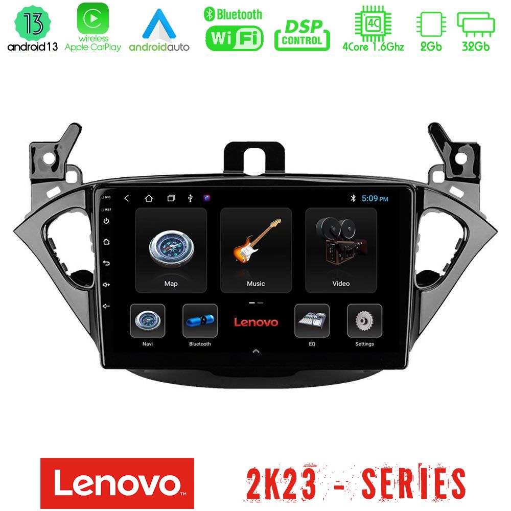 Lenovo Car Pad Opel Corsa E/Adam 4Core Android 13 2+32GB Navigation Multimedia Tablet 9" - U-LEN-OP0425