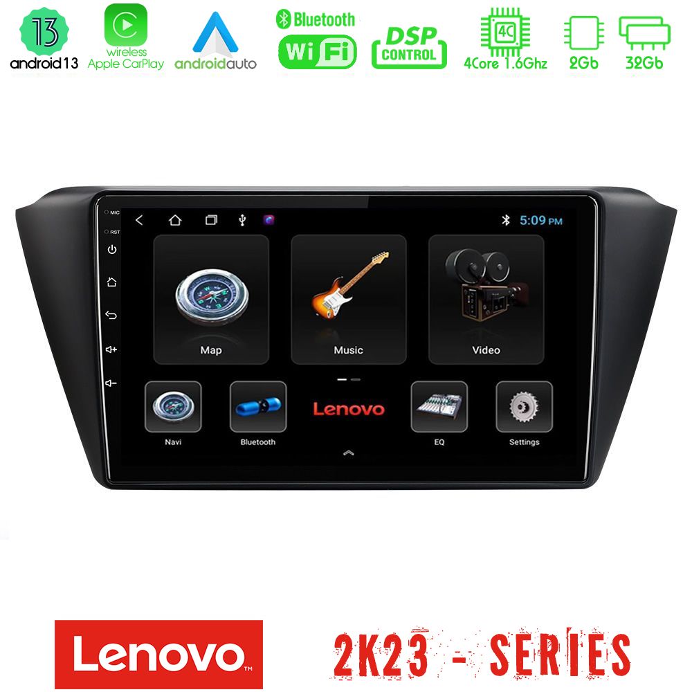 Lenovo Car Pad Skoda Fabia 2015-2021 4Core Android 13 2+32GB Navigation Multimedia Tablet 9" - U-LEN-SK0150