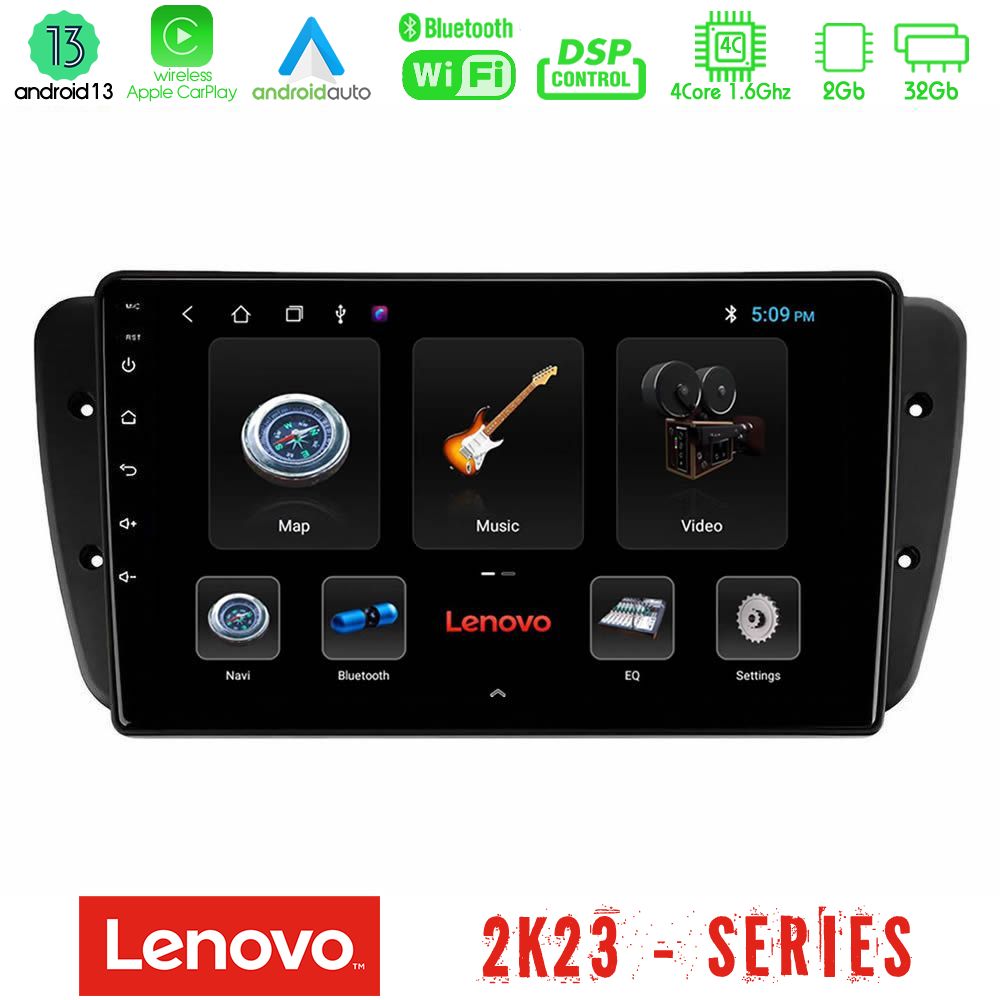 Lenovo Car Pad Seat Ibiza 2008-2012 4Core Android 13 2+32GB Navigation Multimedia Tablet 9" - U-LEN-ST0499