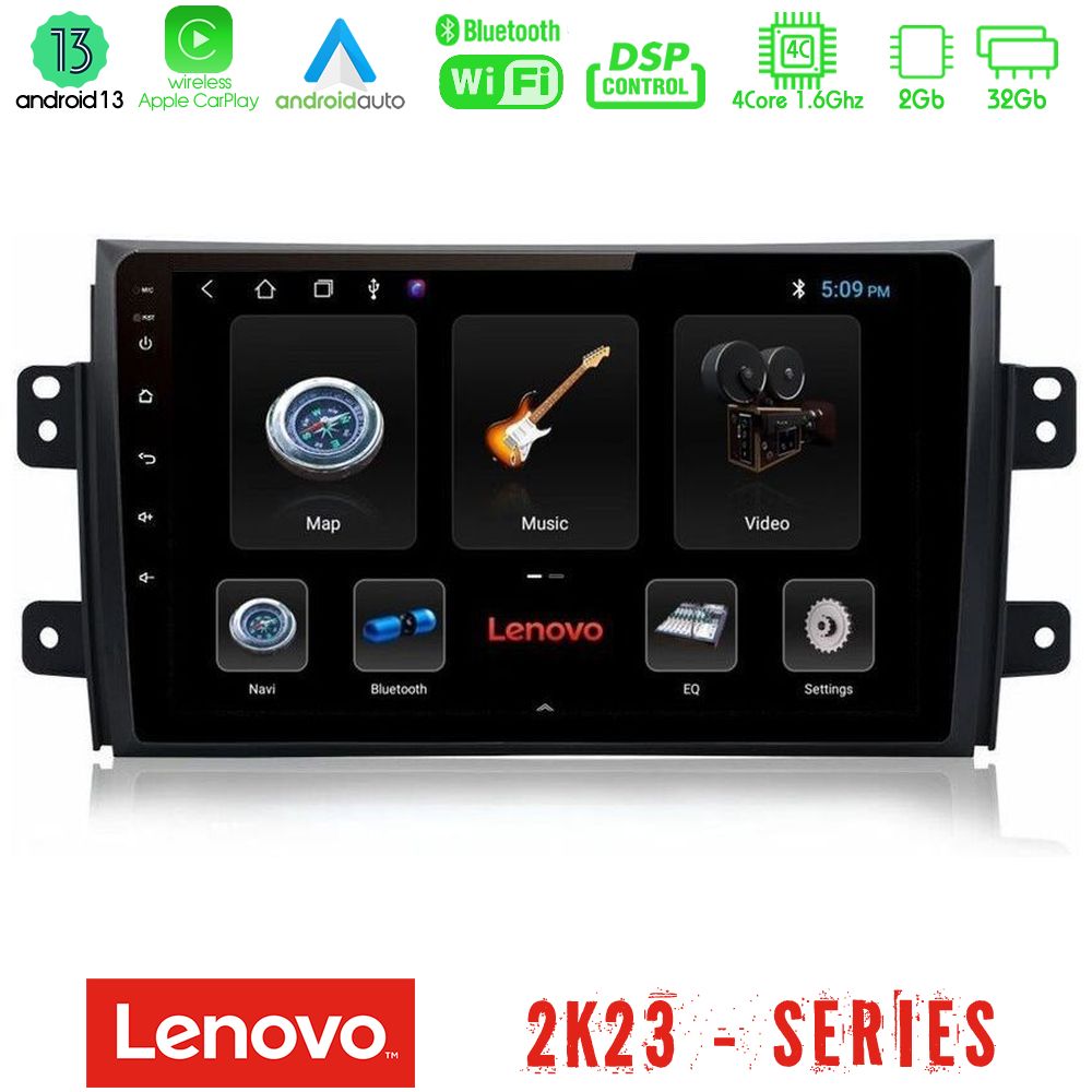 Lenovo Car Pad Suzuki SX4 2006-2014 Fiat Sedici 2006-2014 4Core Android 13 2+32GB Navigation Multimedia Tablet 9" - U-LEN-SZ0649