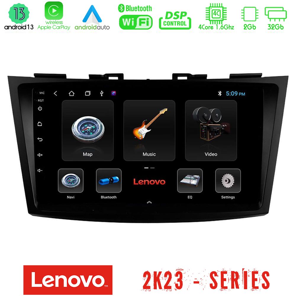 Lenovo Car Pad Suzuki Swift 2011-2016 4Core Android 13 2+32GB Navigation Multimedia Tablet 9" - U-LEN-SZ523