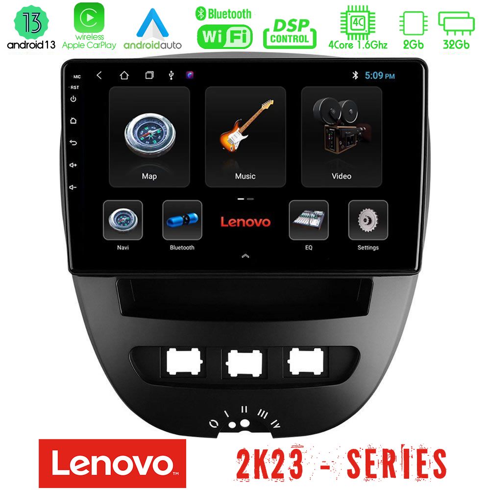Lenovo Car Pad Toyota Aygo/Citroen C1/Peugeot 107 4Core Android 13 2+32GB Navigation Multimedia Tablet 10" - U-LEN-TY0866