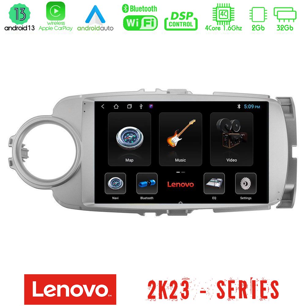Lenovo Car Pad Toyota Yaris 4Core Android 13 2+32GB Navigation Multimedia Tablet 9" - U-LEN-TY1777