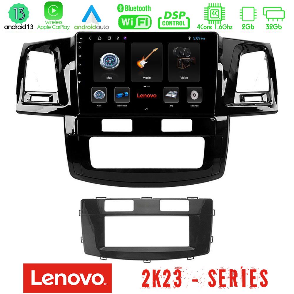 Lenovo Car Pad Toyota Hilux 2007-2011 4Core Android 13 2+32GB Navigation Multimedia Tablet 9" - U-LEN-TY666