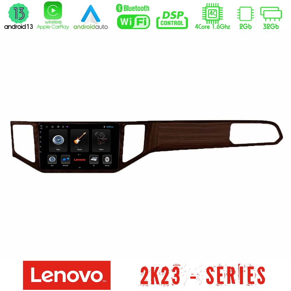 Lenovo Car Pad VW Sportsvan 2014-2020 4core Android 13 2+32GB Navigation Multimedia Tablet 9" (Ξύλινη απόχρωση) - U-LEN-VW0135BR