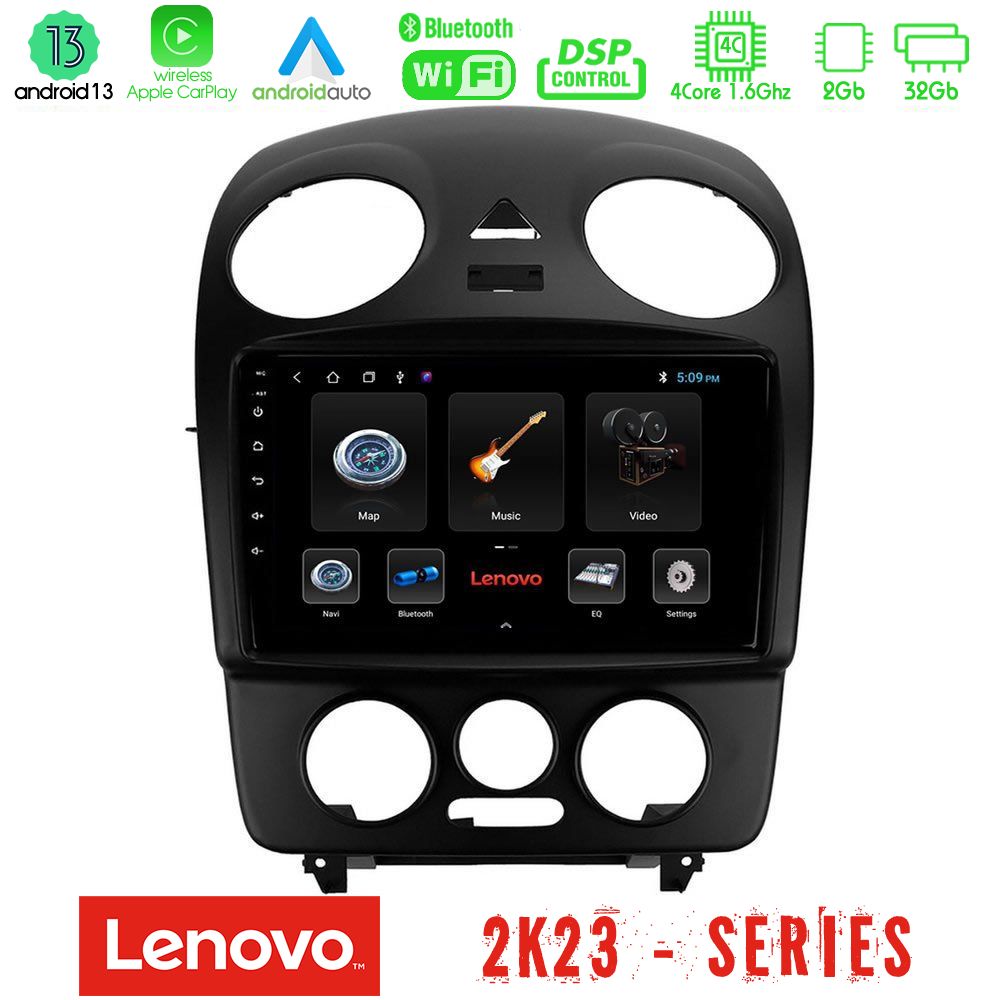 Lenovo Car Pad VW Beetle 4Core Android 13 2+32GB Navigation Multimedia Tablet 9" - U-LEN-VW1059