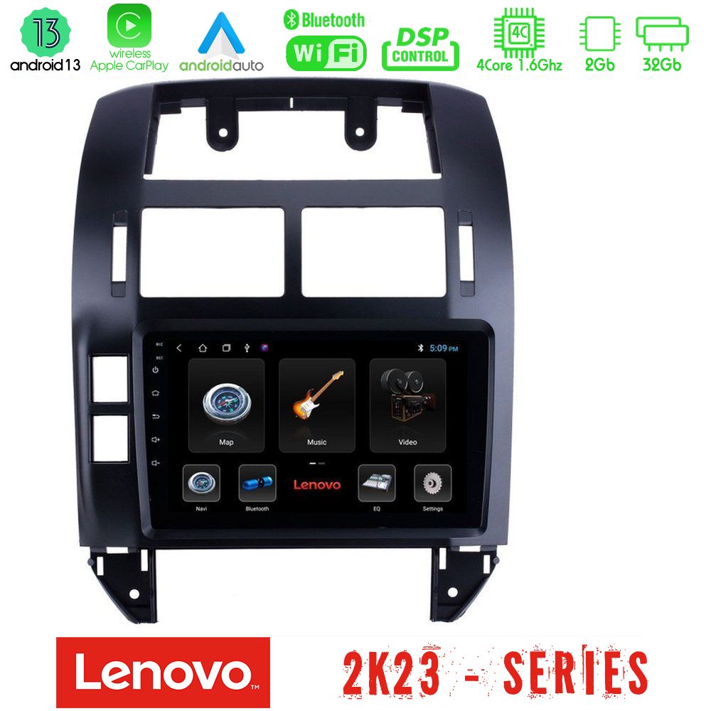 Lenovo Car Pad VW Polo 2002-2009 4Core Android 13 2+32GB Navigation Multimedia 9" - U-LEN-VW1229
