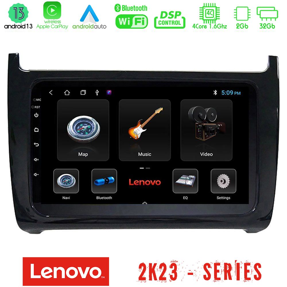 Lenovo Car Pad Vw Polo 4Core Android 13 2+32GB Navigation Multimedia Tablet 9" - U-LEN-VW6901BL