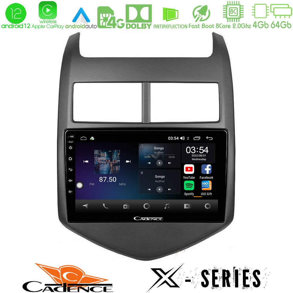 Cadence X Series Chevrolet Aveo 2011-2017 8core Android12 4+64GB Navigation Multimedia Tablet 9" - U-X-CV0243