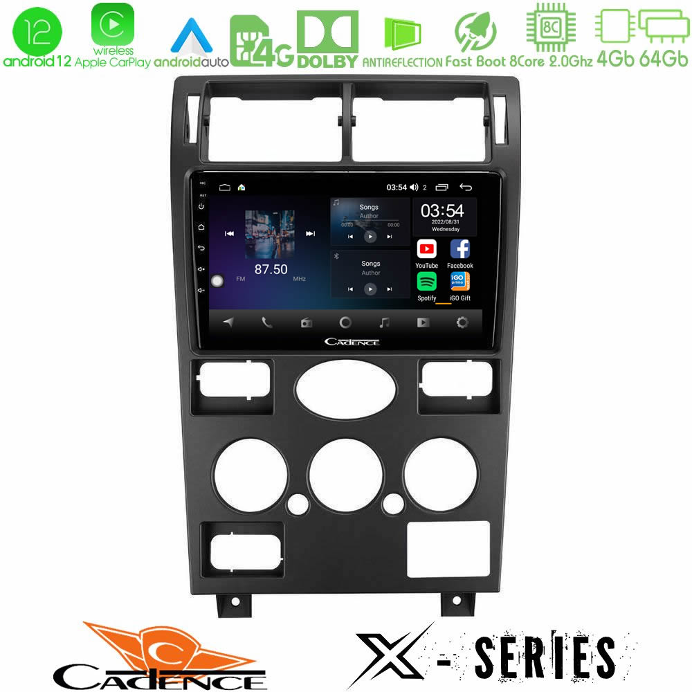 Cadence X Series Ford Mondeo 2001-2004 8Core Android12 4+64GB Navigation Multimedia Tablet 9" - U-X-FD1193