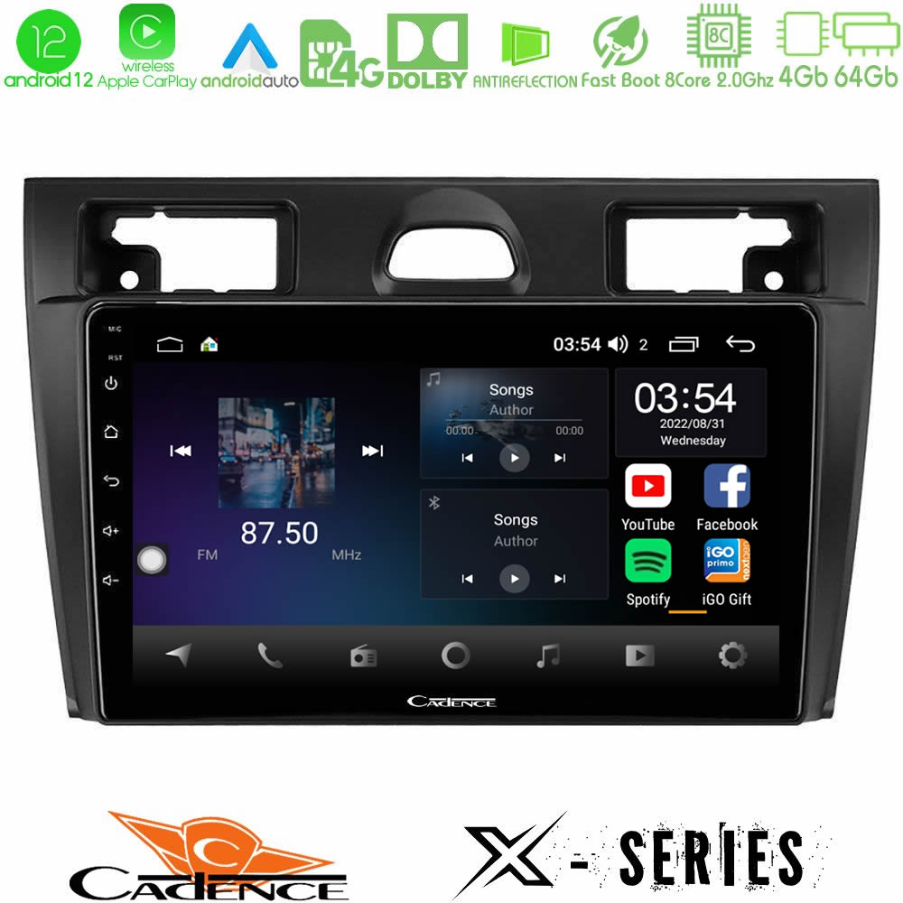 Cadence X Series Ford Fiesta/Fusion 8core Android12 4+64GB Navigation Multimedia Tablet 9" - U-X-FD990
