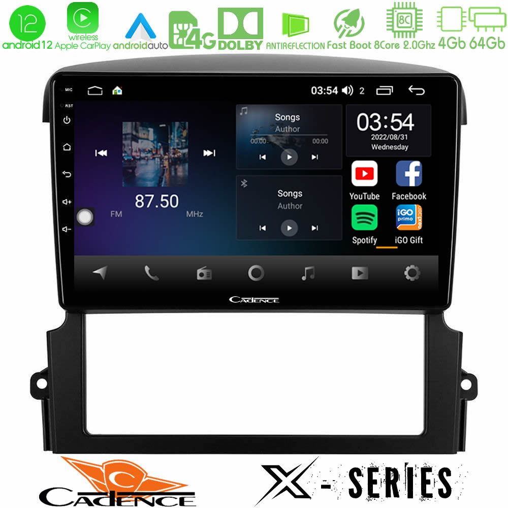 Cadence X Series Kia Sorento 8core Android12 4+64GB Navigation Multimedia Tablet 9" - U-X-KI0407
