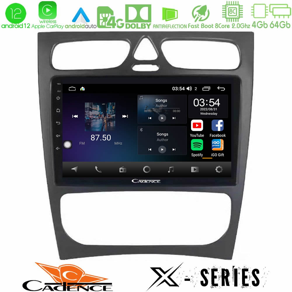 Cadence X Series Mercedes C Class (W203) 8core Android12 4+64GB Navigation Multimedia Tablet 9" - U-X-MB0925