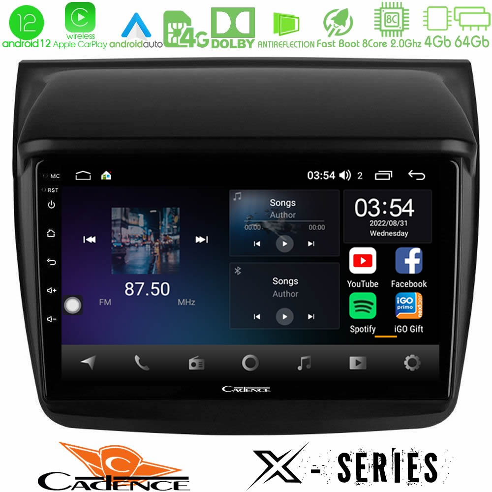 Cadence X Series Mitsubishi L200 8core Android12 4+64GB Navigation Multimedia Tablet 9" - U-X-MT0314