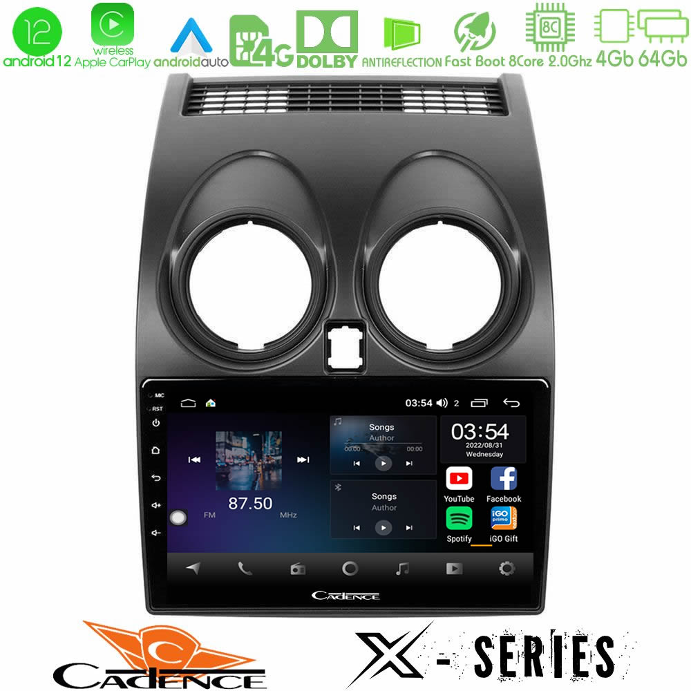 Cadence X Series Nissan Qashqai J10 8core Android12 4+64GB Navigation Multimedia Tablet 9" - U-X-NS0264