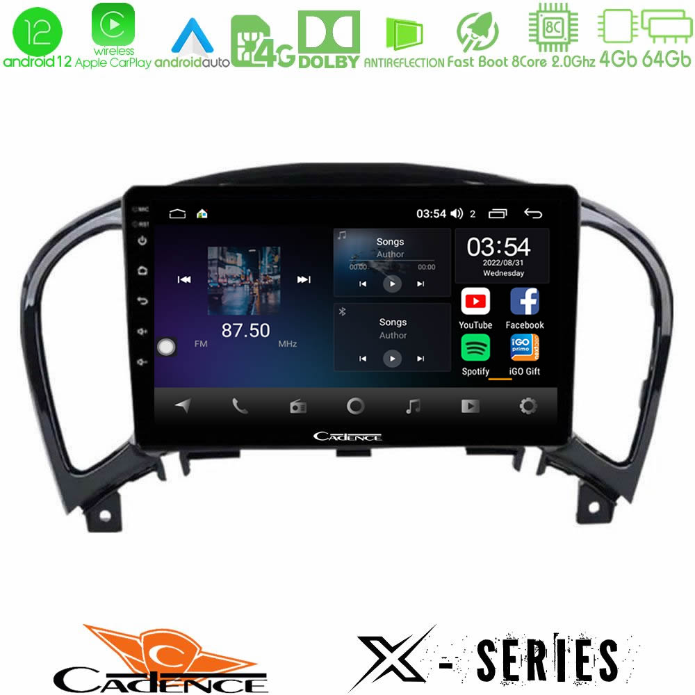 Cadence X Series Nissan Juke 8core Android12 4+64GB Navigation Multimedia Tablet 9" - U-X-NS0755