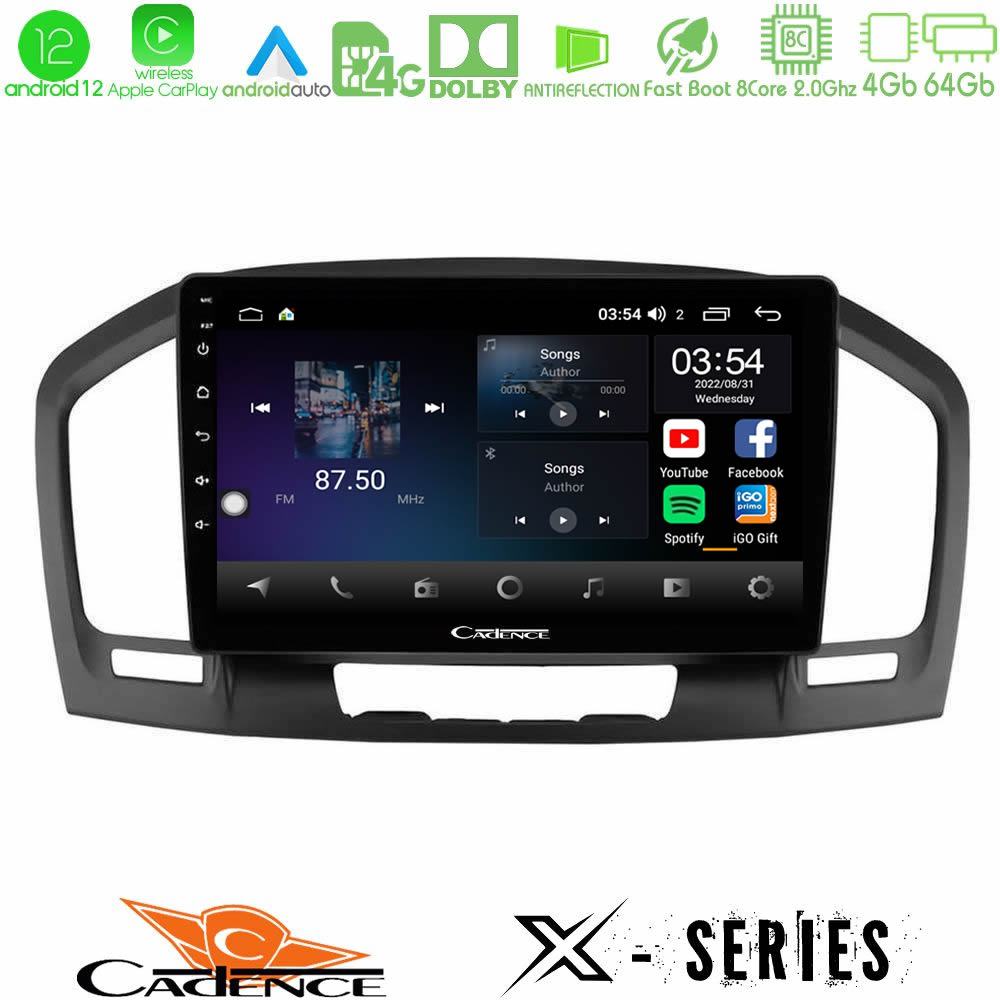 Cadence X Series Opel Insignia 2008-2013 8core Android12 4+64GB Navigation Multimedia Tablet 9" - U-X-OP0462