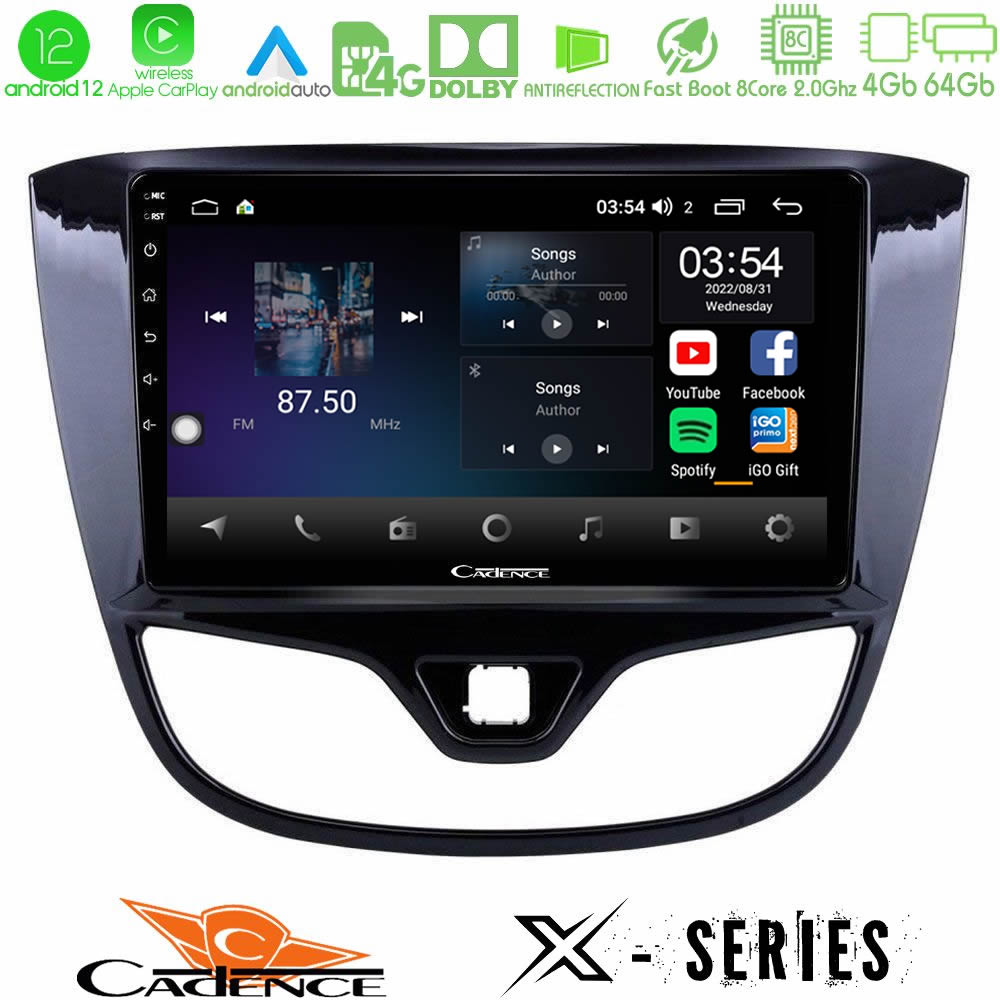 Cadence X Series Opel Karl 2017-2019 8core Android12 4+64GB Navigation Multimedia Tablet 9" - U-X-OP1060