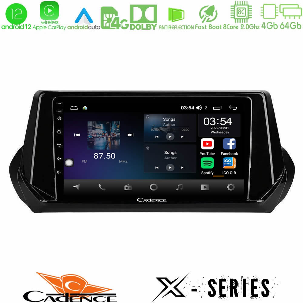 Cadence X Series Peugeot 208 2019-2023 8Core Android12 4+64GB Navigation Multimedia Tablet 9" - U-X-PG1071