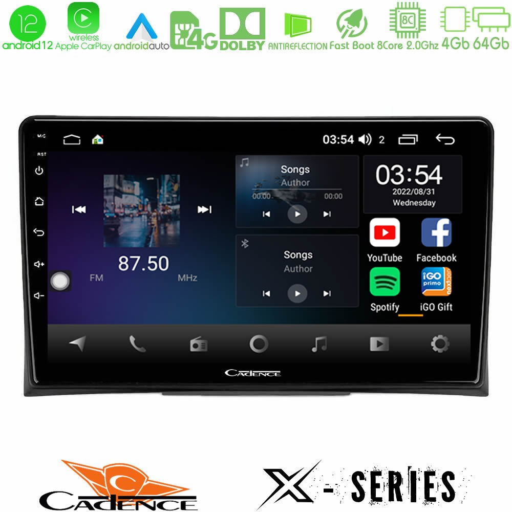 Cadence X Series VW Transporter 2003-2015 8Core Android12 4+64GB Navigation Multimedia Tablet 9" - U-X-VW0497