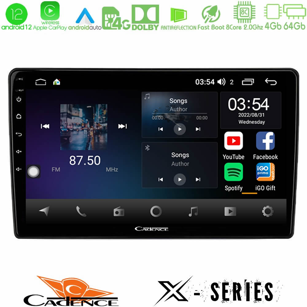 Cadence X Series VW Group 8Core Android12 4+64GB Navigation Multimedia Tablet 10" - U-X-VW0722