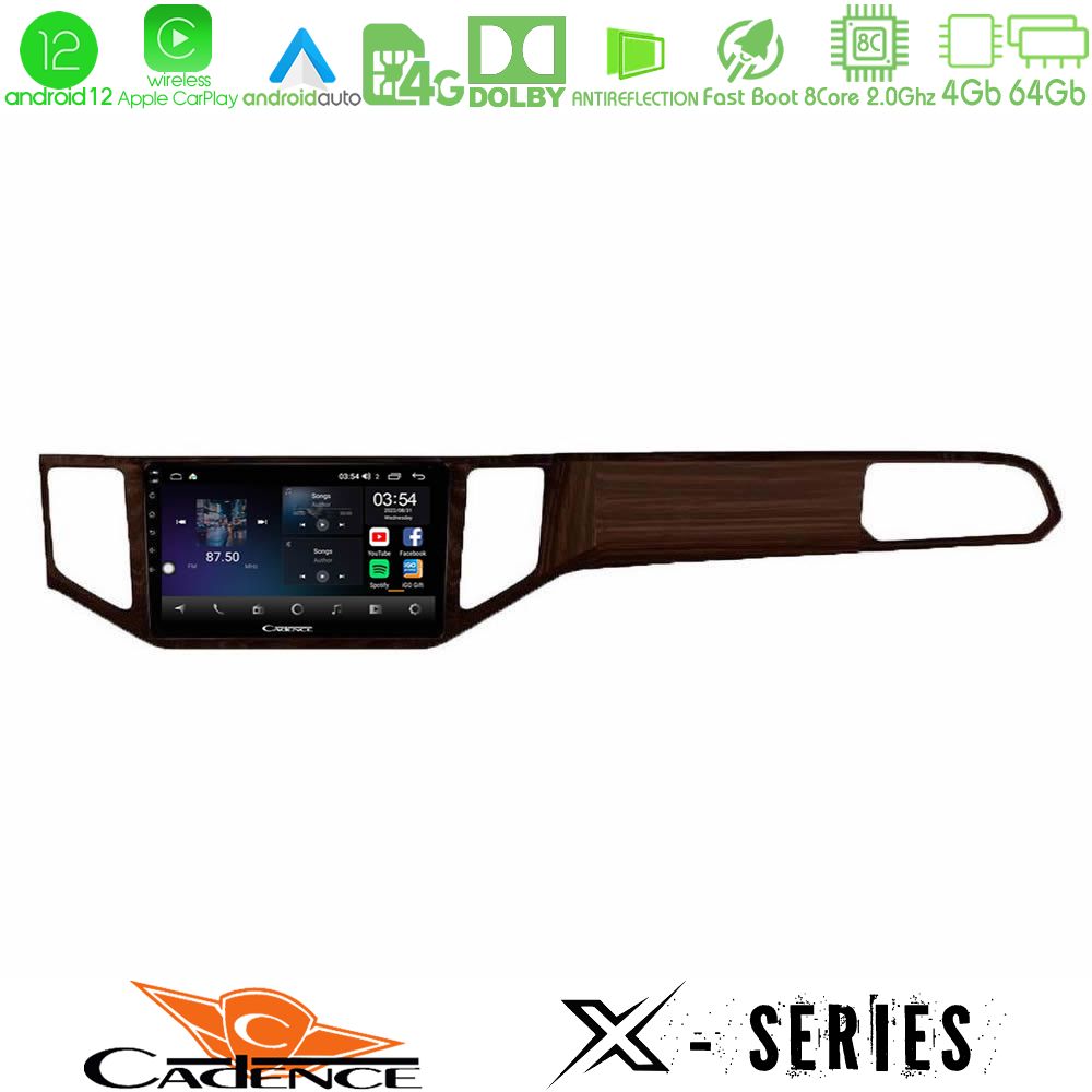 Cadence X Series VW Sportsvan 2014-2020 8core Android12 4+64GB Navigation Multimedia Tablet 9" (Ξύλινη απόχρωση) - U-X-VW0135BR