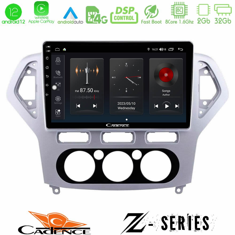 Cadence Z Series Ford Mondeo 2007-2010 Manual A/C 8core Android12 2+32GB Navigation Multimedia Tablet 10" - U-Z-FD0919