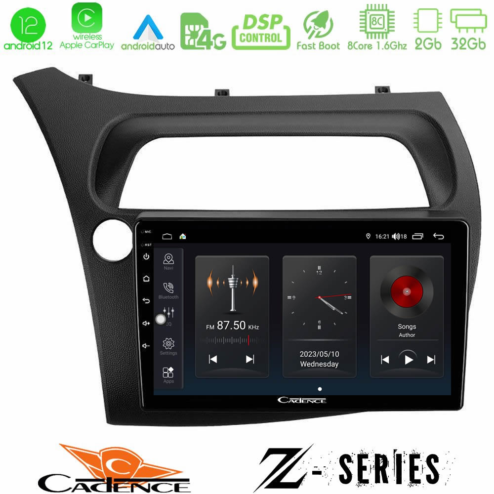 Cadence Z Series Honda Civic 8core Android12 2+32GB Navigation Multimedia Tablet 9" - U-Z-HD107N