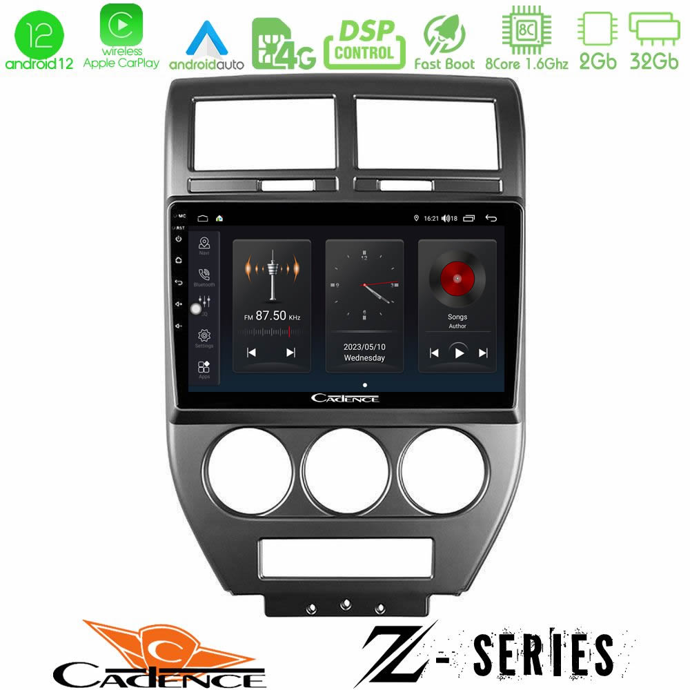 Cadence Z Series Jeep Compass/Patriot 2007-2008 8core Android12 2+32GB Navigation Multimedia Tablet 10" - U-Z-JP1023