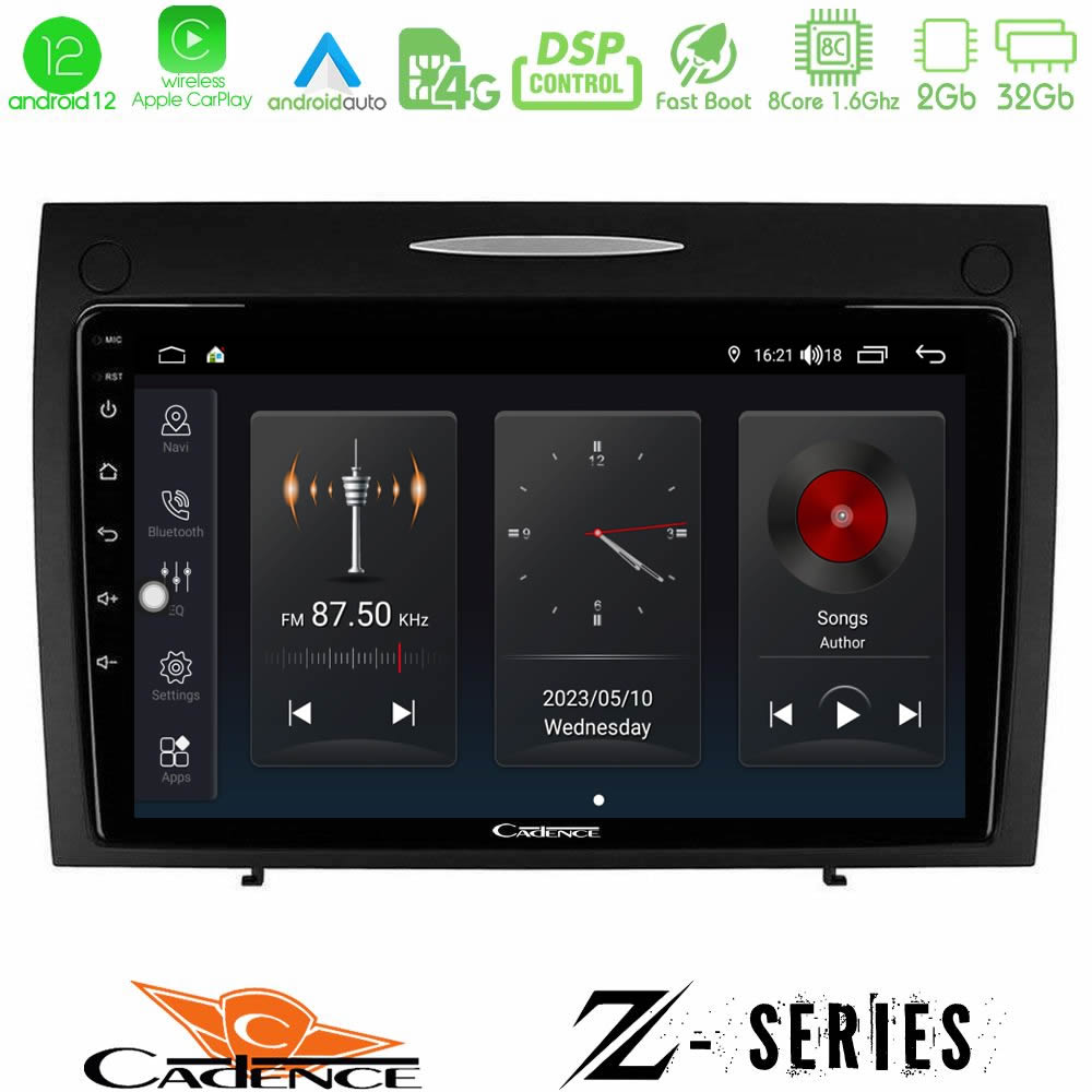 Cadence Z Series Mercedes SLK Class 8core Android12 2+32GB Navigation Multimedia Tablet 9" - U-Z-MB0804