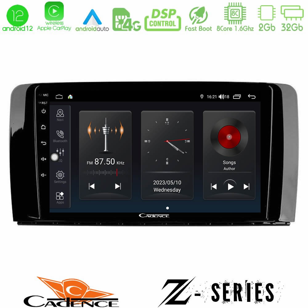 Cadence Z Series Mercedes R Class 8core Android12 2+32GB Navigation Multimedia Tablet 9" - U-Z-MB0781