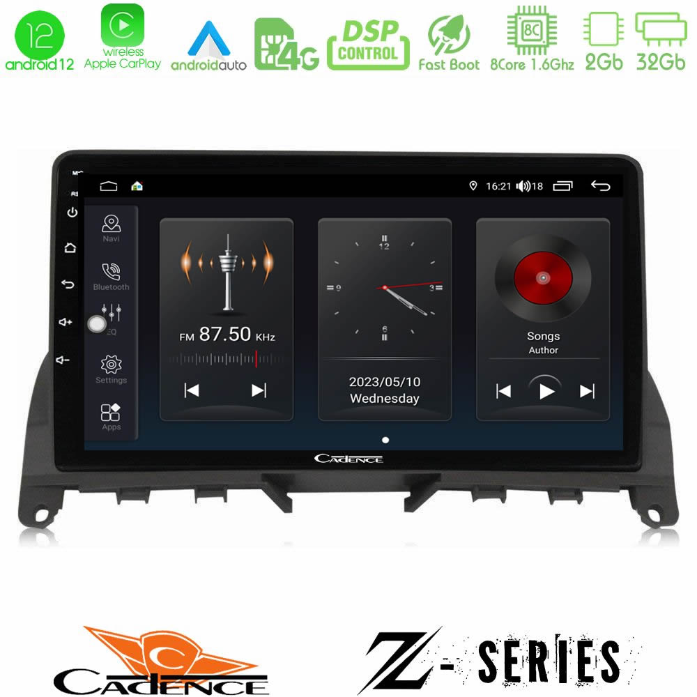 Cadence Z Series Mercedes C Class W204 8core Android12 2+32GB Navigation Multimedia Tablet 9" - U-Z-MB0842