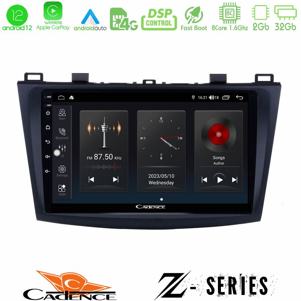 Cadence Z Series Mazda 3 2009-2014 8core Android12 2+32GB Navigation Multimedia Tablet 9" - U-Z-MZ0228