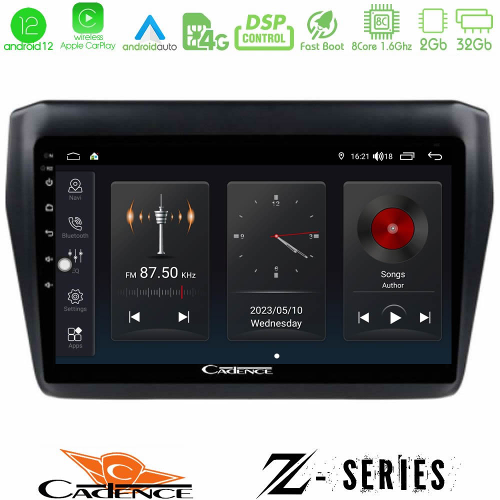 Cadence Z Series Suzuki Swift 2017-2023 8core Android12 2+32GB Navigation Multimedia Tablet 9" - U-Z-SZ0522