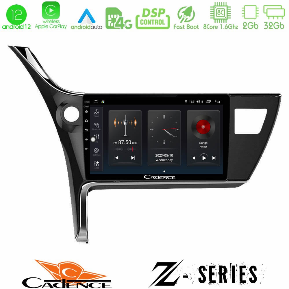 Cadence Z Series Toyota Corolla 2017-2018 8core Android12 2+32GB Navigation Multimedia Tablet 10" - U-Z-TY0158