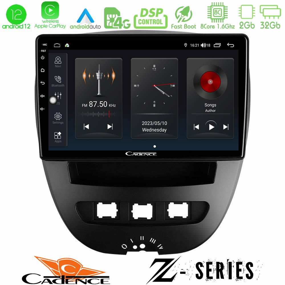 Cadence Z Series Toyota Aygo/Citroen C1/Peugeot 107 8core Android12 2+32GB Navigation Multimedia Tablet 10" - U-Z-TY0866