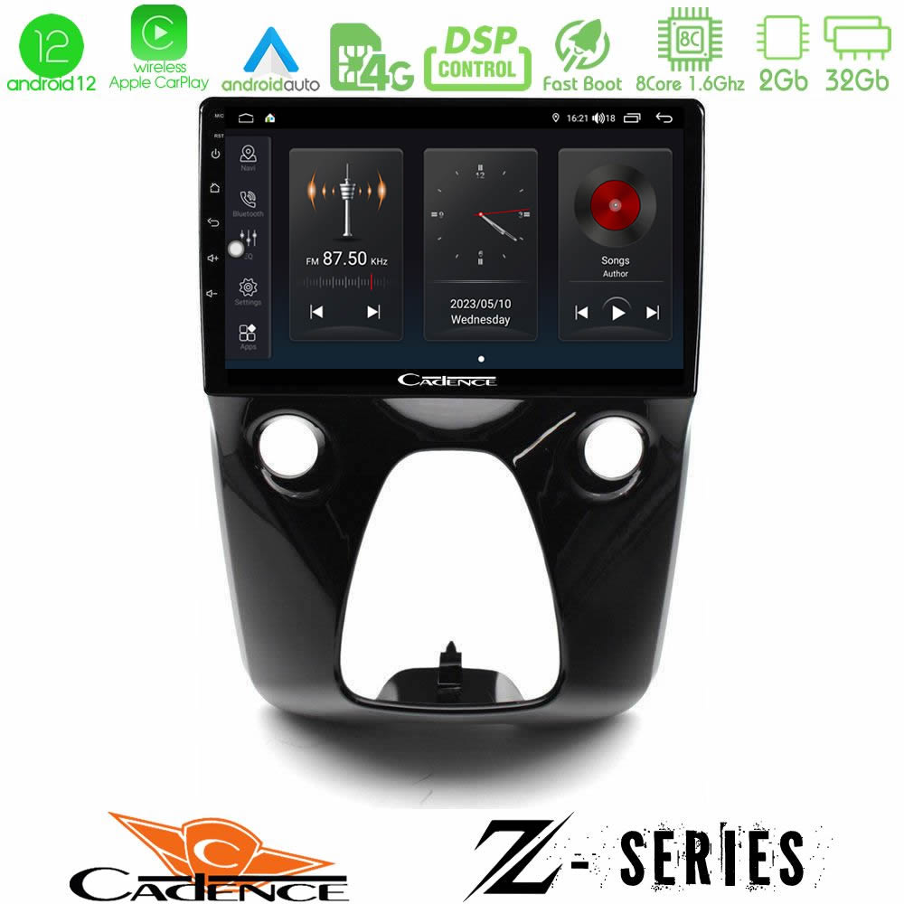 Cadence Z Series Toyota Aygo | Citroen C1 | Peugeot 108 8core Android12 2+32GB Navigation Multimedia 10" - U-Z-TY0900