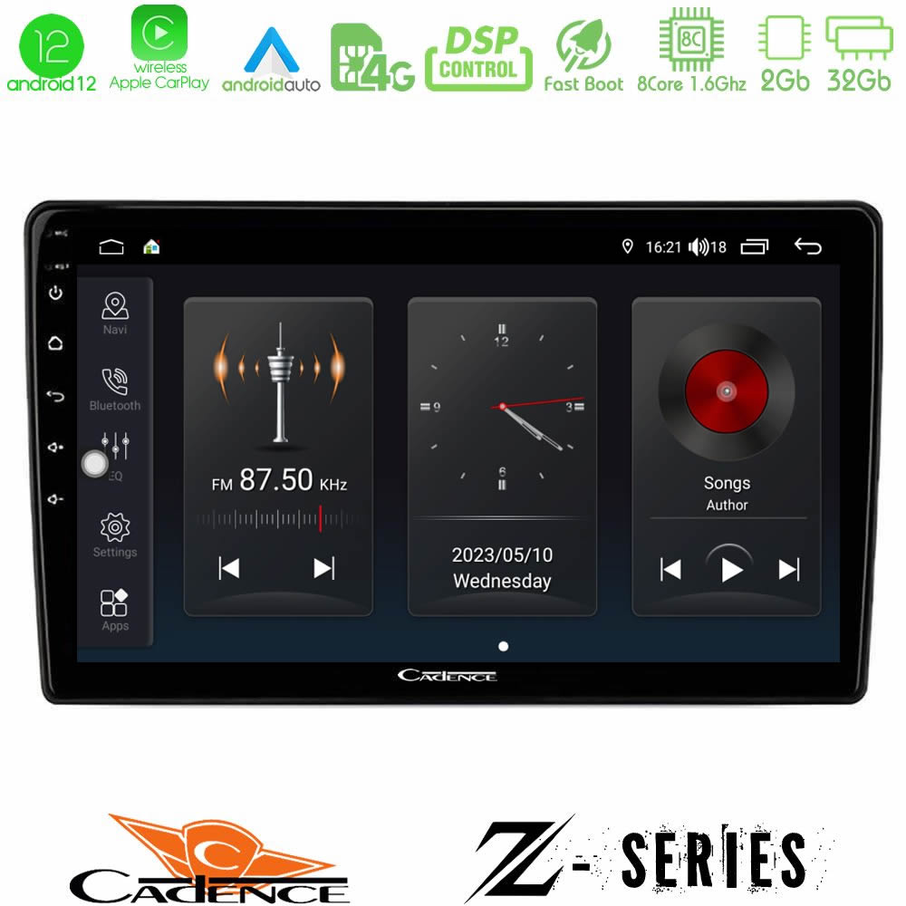 Cadence Z Series VW Group 8Core Android12 2+32GB Navigation Multimedia Tablet 10" - U-Z-VW0722