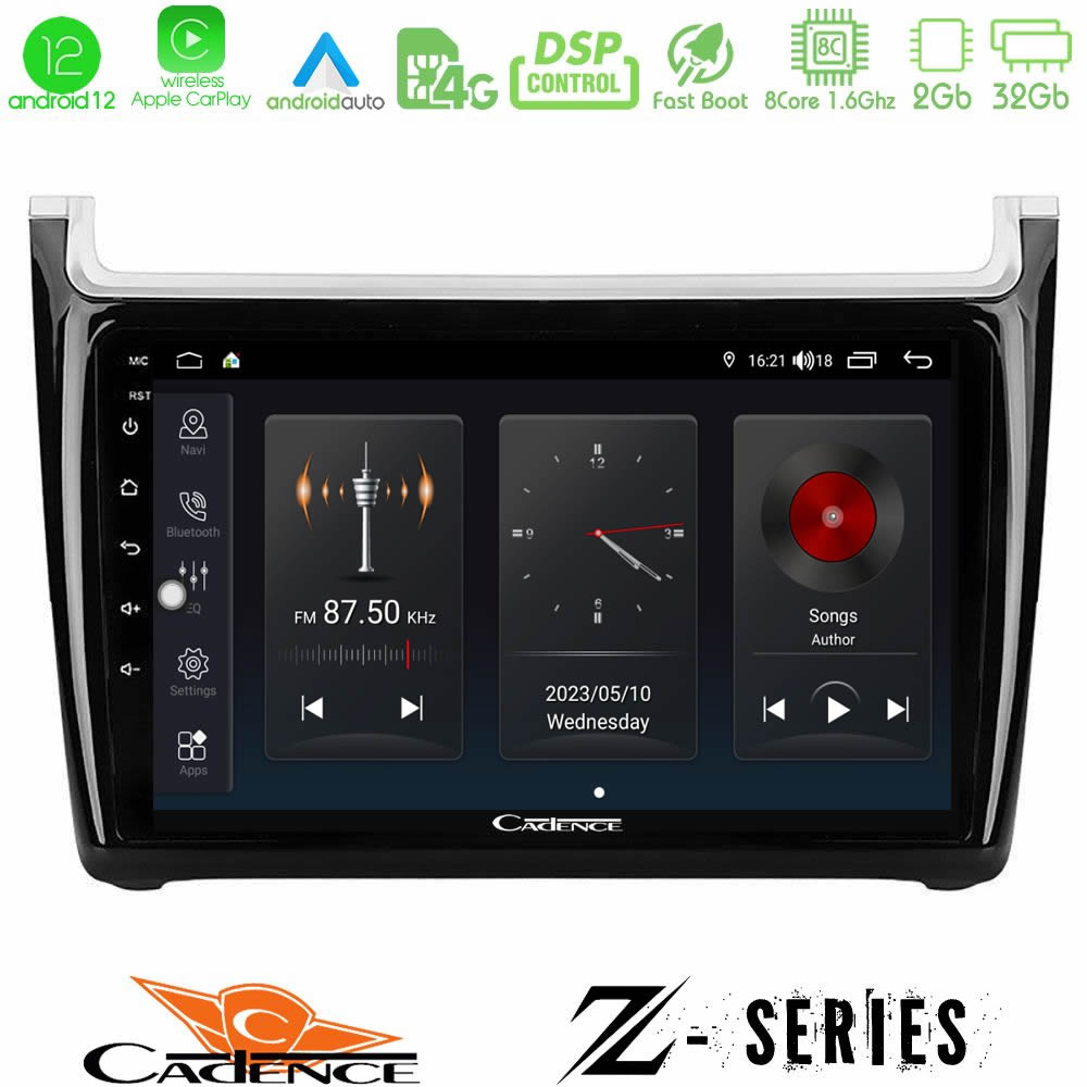 Cadence Z Series Vw Polo 8core Android12 2+32GB Navigation Multimedia Tablet 9" - U-Z-VW6901PB