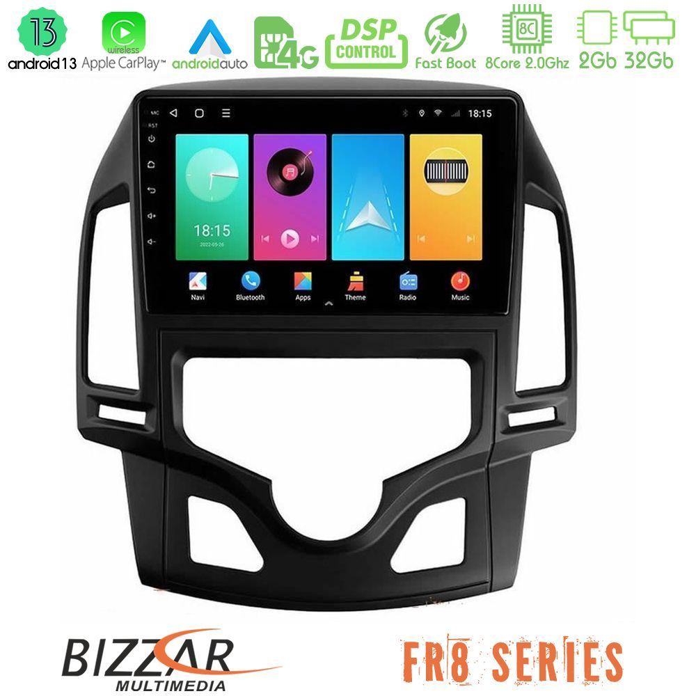 Bizzar FR8 Series Hyundai i30 2007-2012 Auto A/C 8core Android13 2+32GB Navigation Multimedia Tablet 9" - U-FR8-HY0800