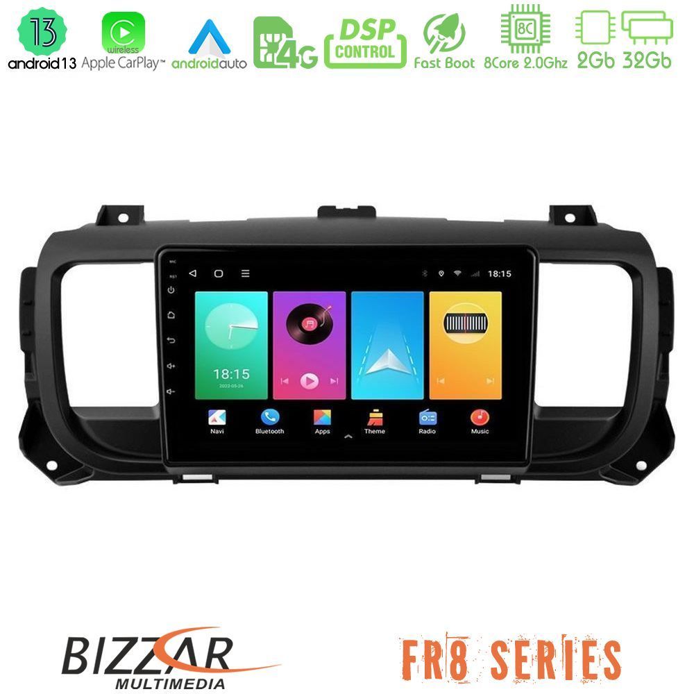 Bizzar FR8 Series Citroen/Peugeot/Opel/Toyota 8core Android13 2+32GB Navigation Multimedia Tablet 9" - U-FR8-PG0950