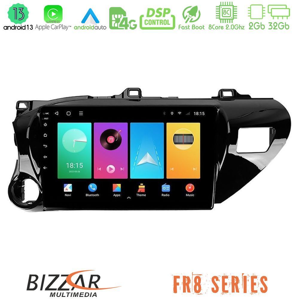 Bizzar FR8 Series Toyota Hilux 2017-2021 8core Android13 2+32GB Navigation Multimedia Tablet 10" - U-FR8-TY600