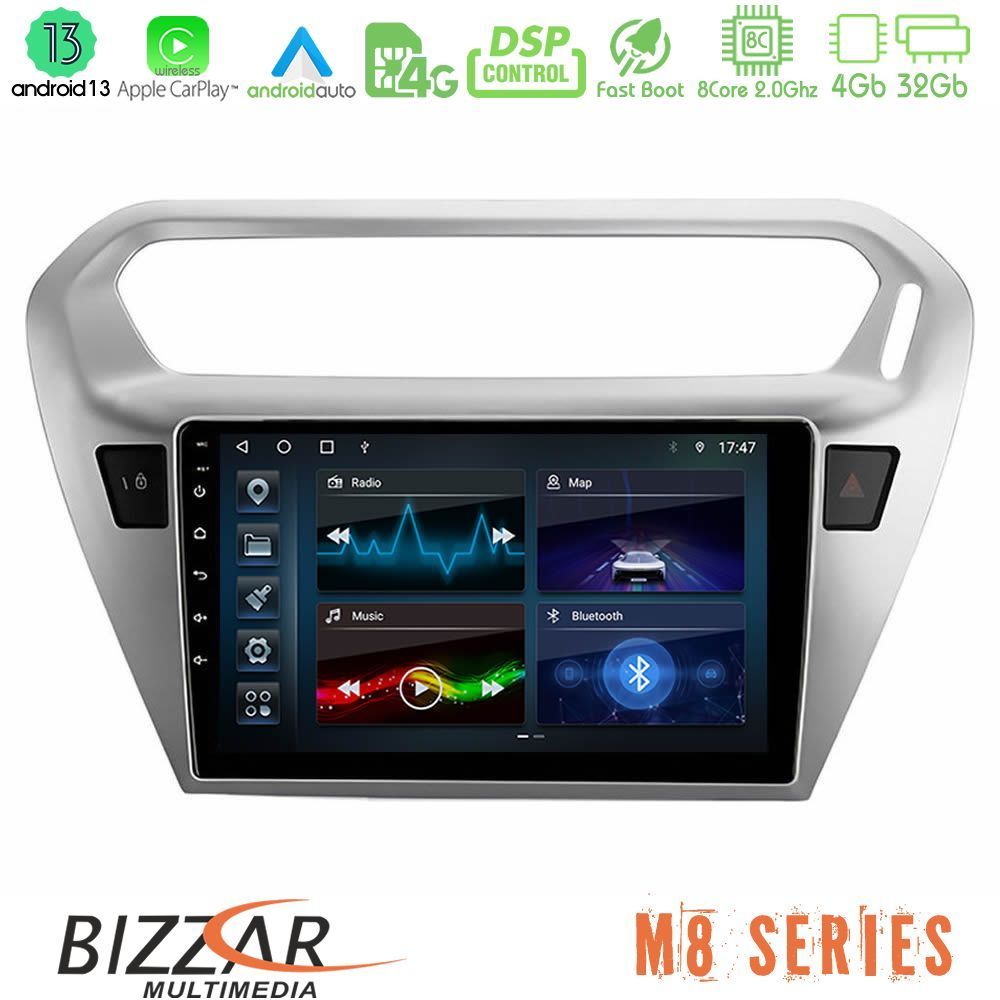 Bizzar M8 Series Citroën C-Elysée / Peugeot 301 8Core Android13 4+32GB Navigation Multimedia Tablet 9" - U-M8-CT0070